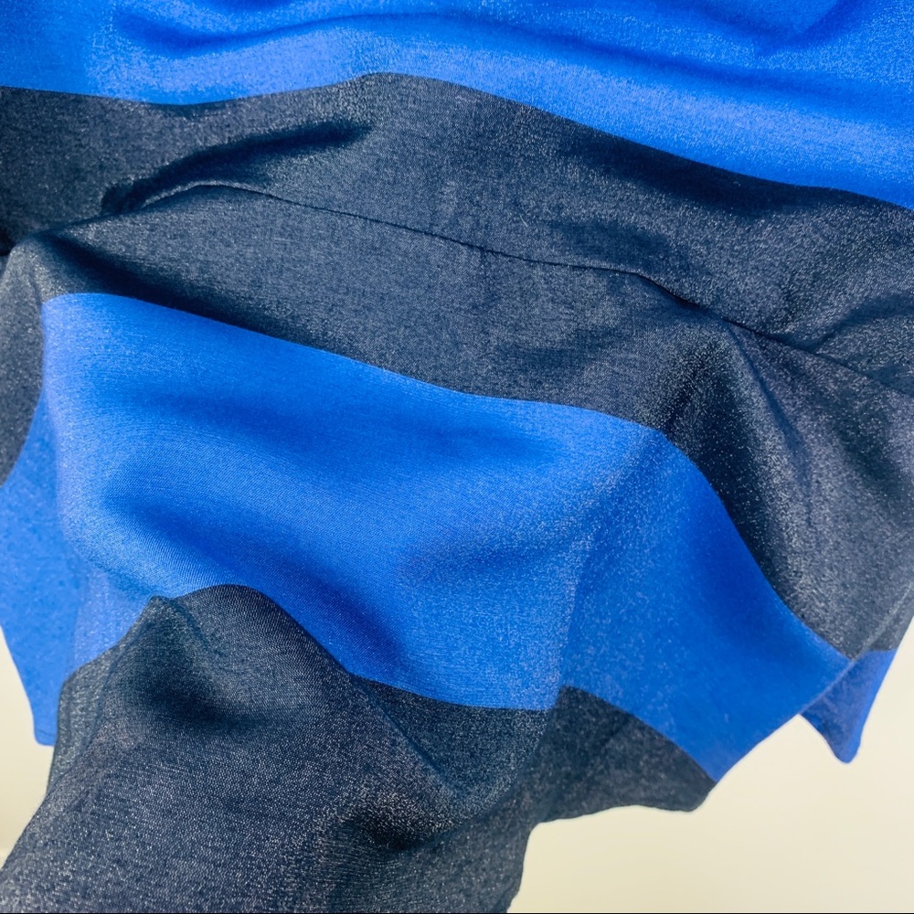 BANANA REPUBLIC Blue Striped Shimmer Peplum Sleeveless Blouse Top Size 6 Petite - Picture 12 of 16